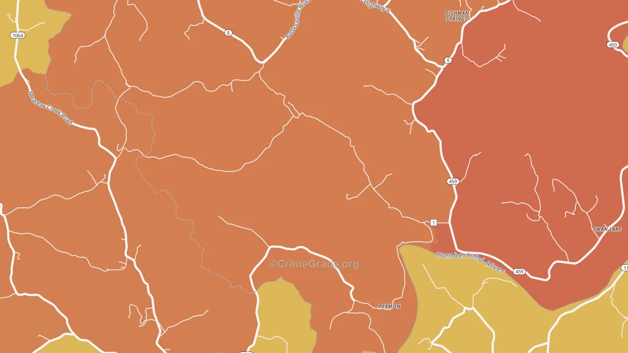 Swan Lake, KY Map of Burglary Rates
