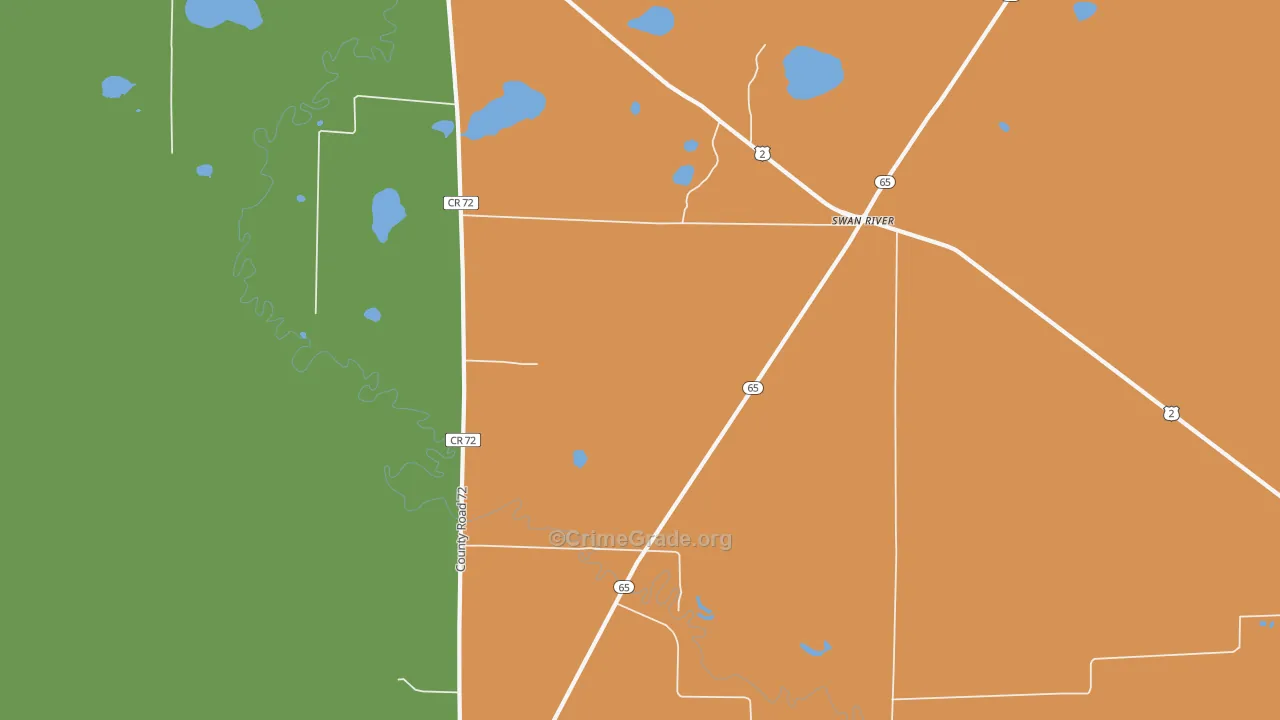 Swan River, MN Map of Burglary Rates