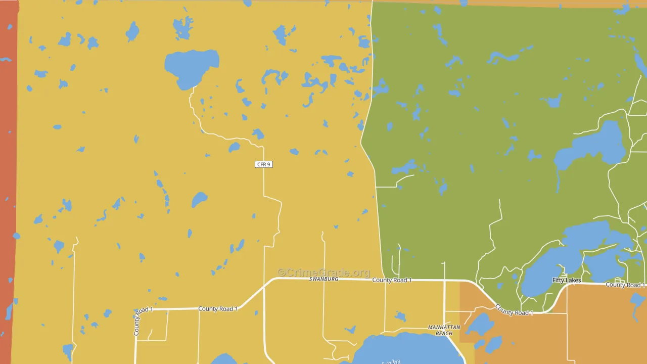 Swanburg, MN Map of Burglary Rates