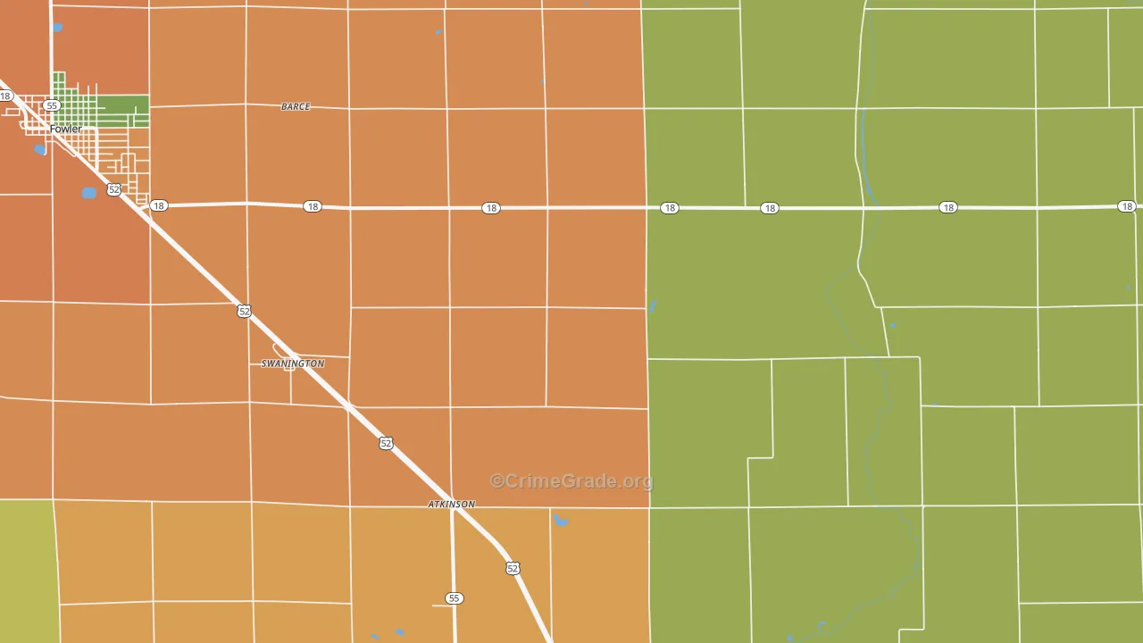 Swanington, IN Map of Burglary Rates