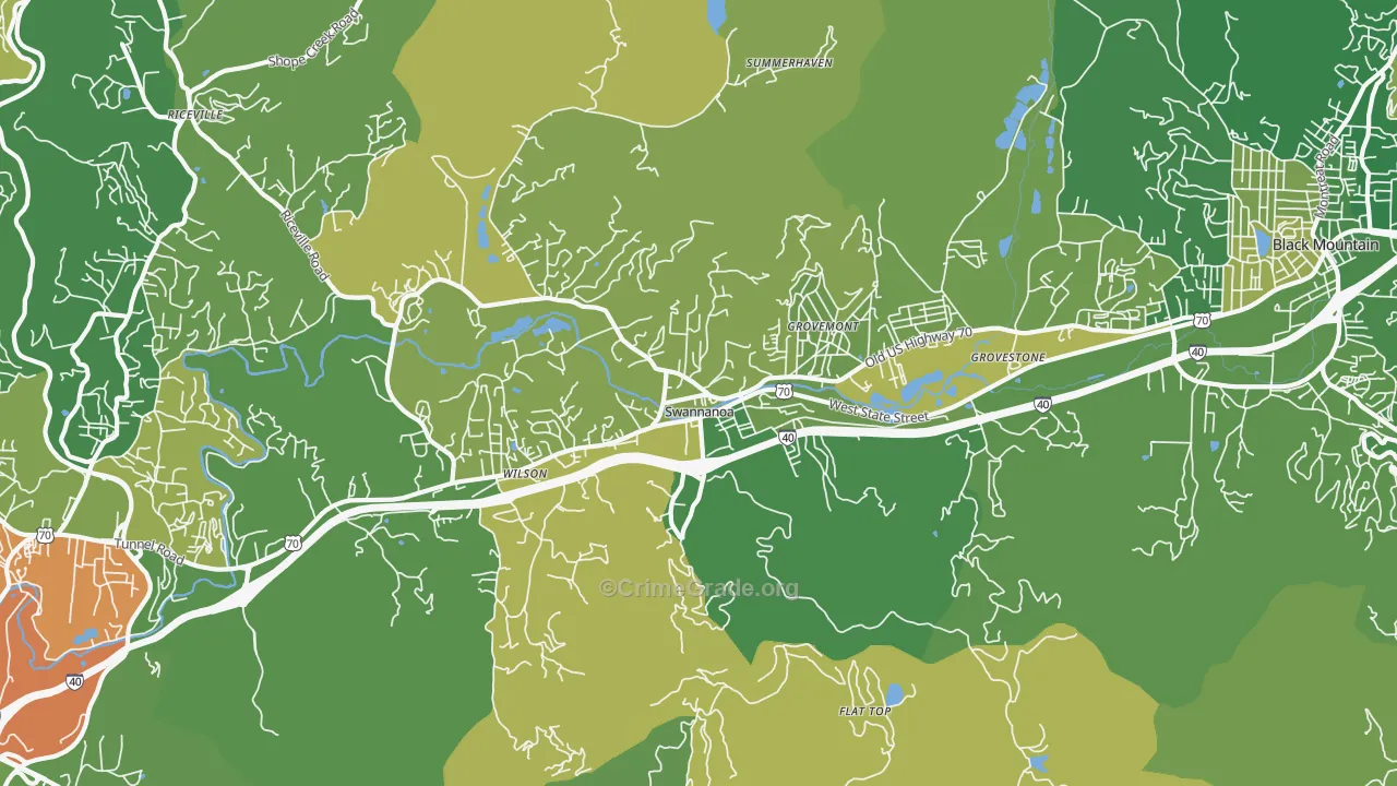 Swannanoa, NC Map of Burglary Rates