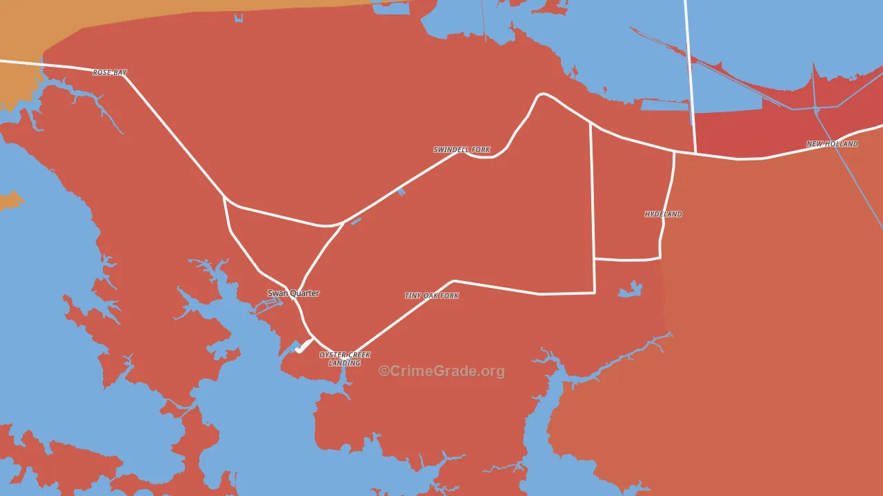 Swanquarter, NC Map of Burglary Rates