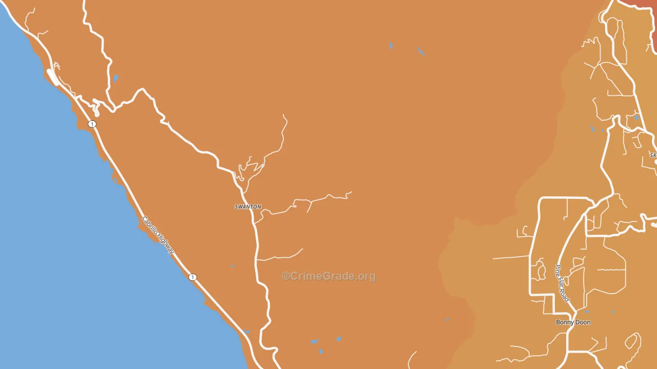 Swanton, CA Map of Burglary Rates