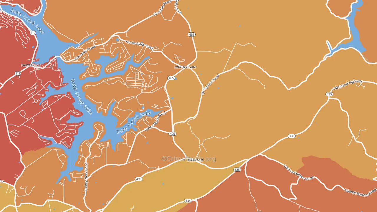 Swanton, MD Map of Burglary Rates