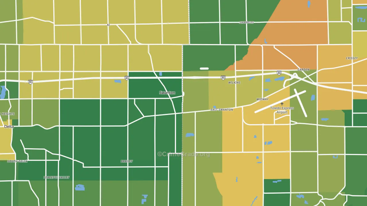 Swanton, OH Map of Burglary Rates