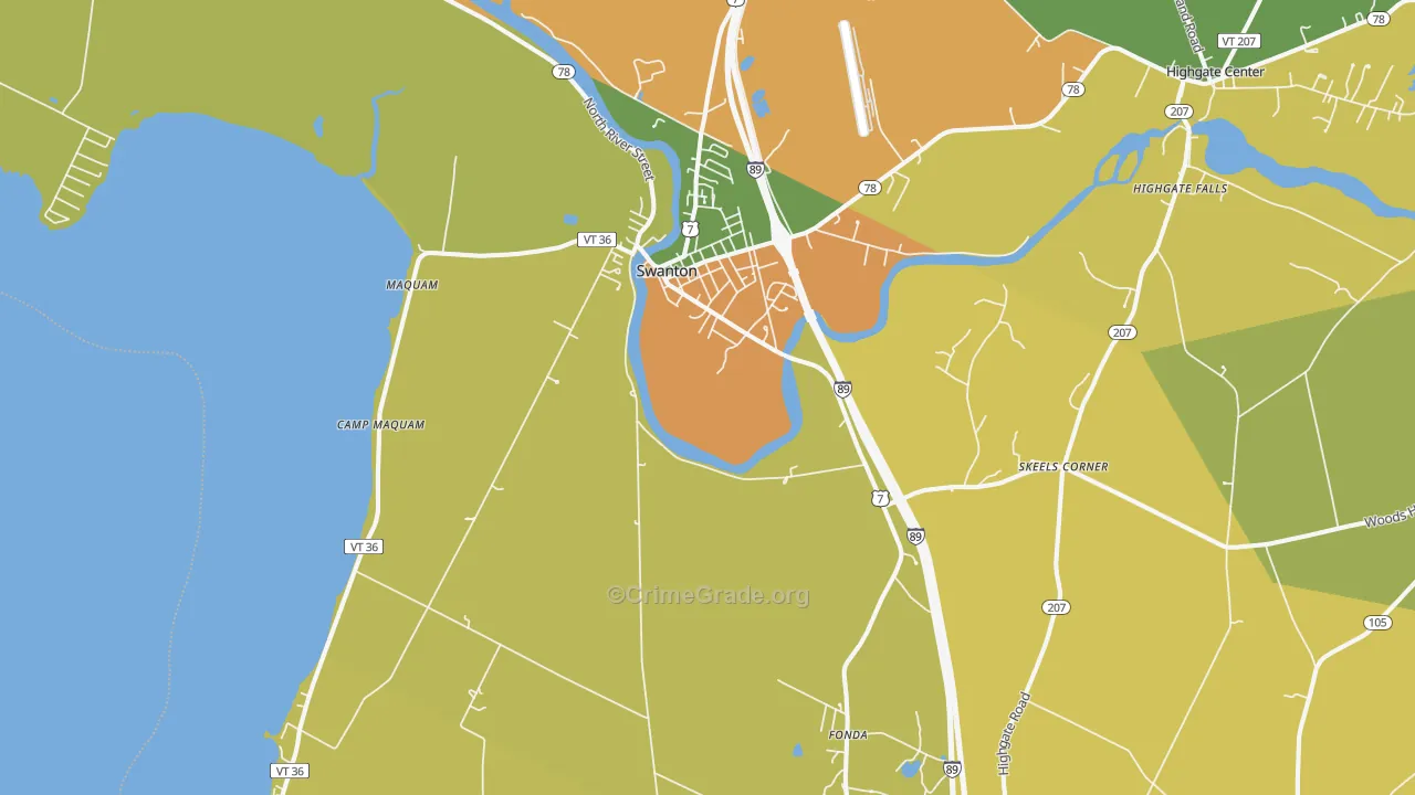 Swanton, VT Map of Burglary Rates