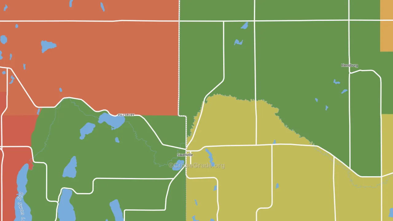 Swanville, MN Map of Burglary Rates