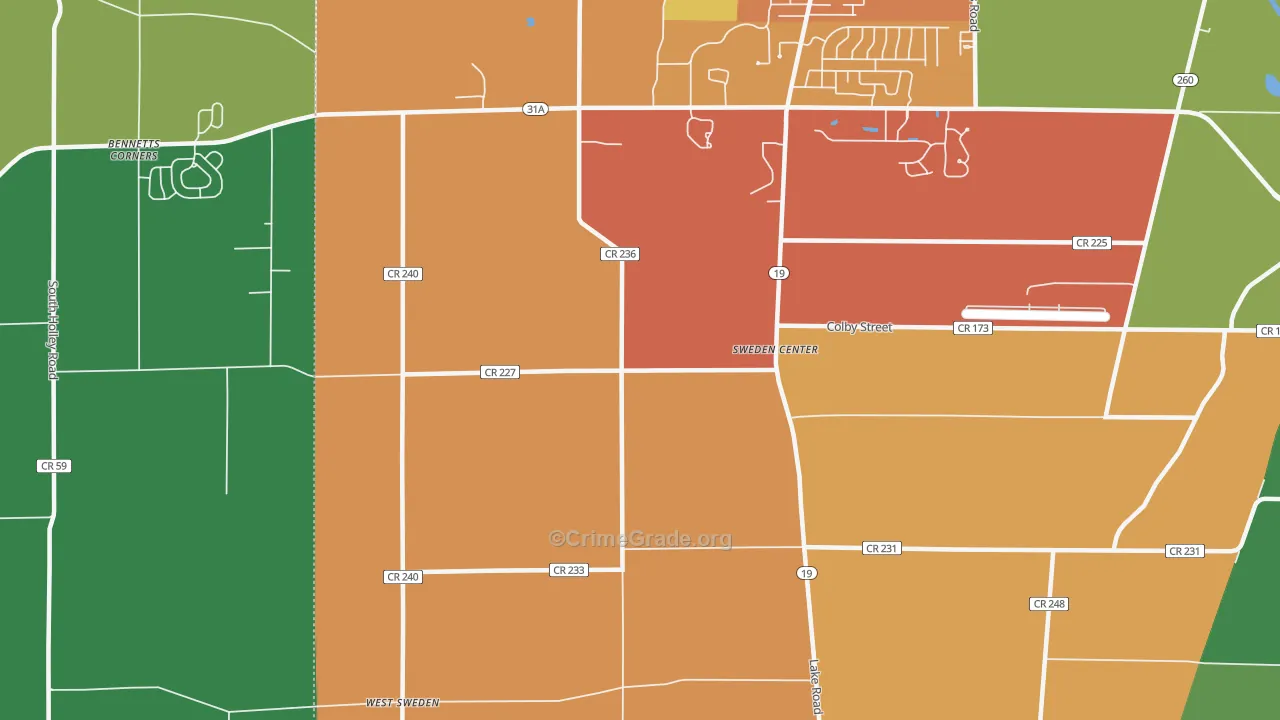 Sweden Center, NY Map of Burglary Rates