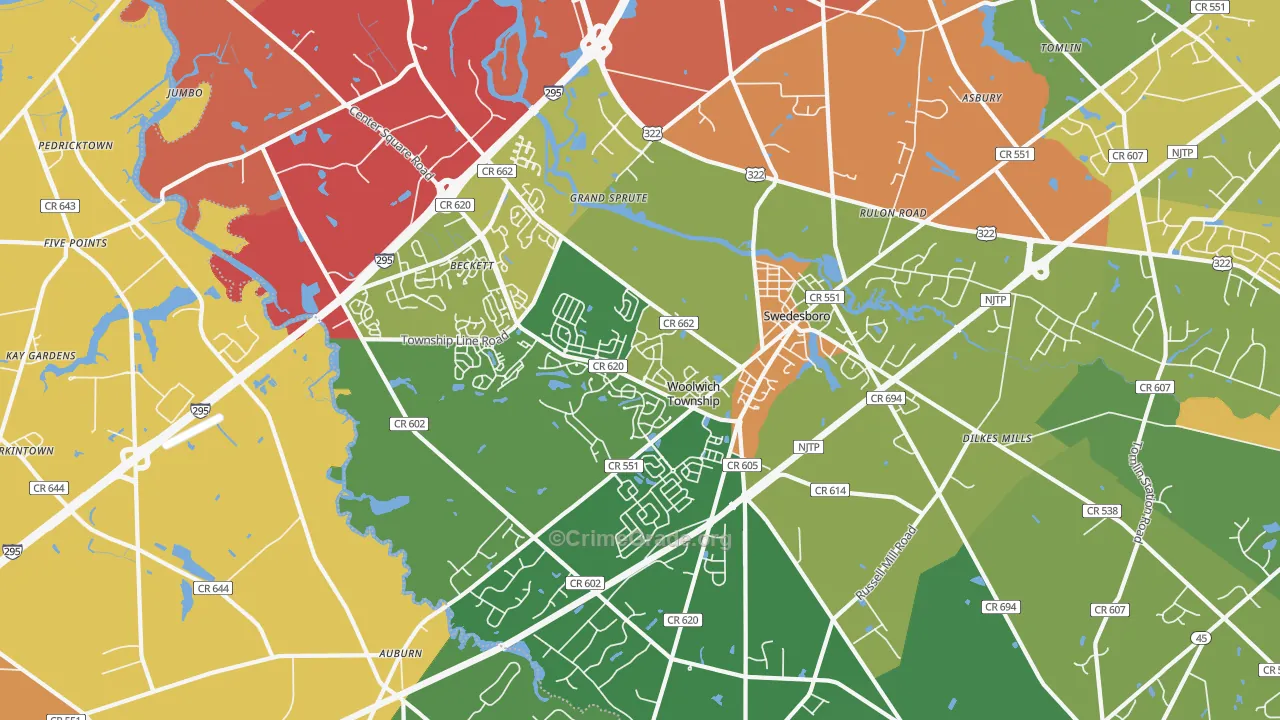 Swedesboro, NJ Map of Burglary Rates