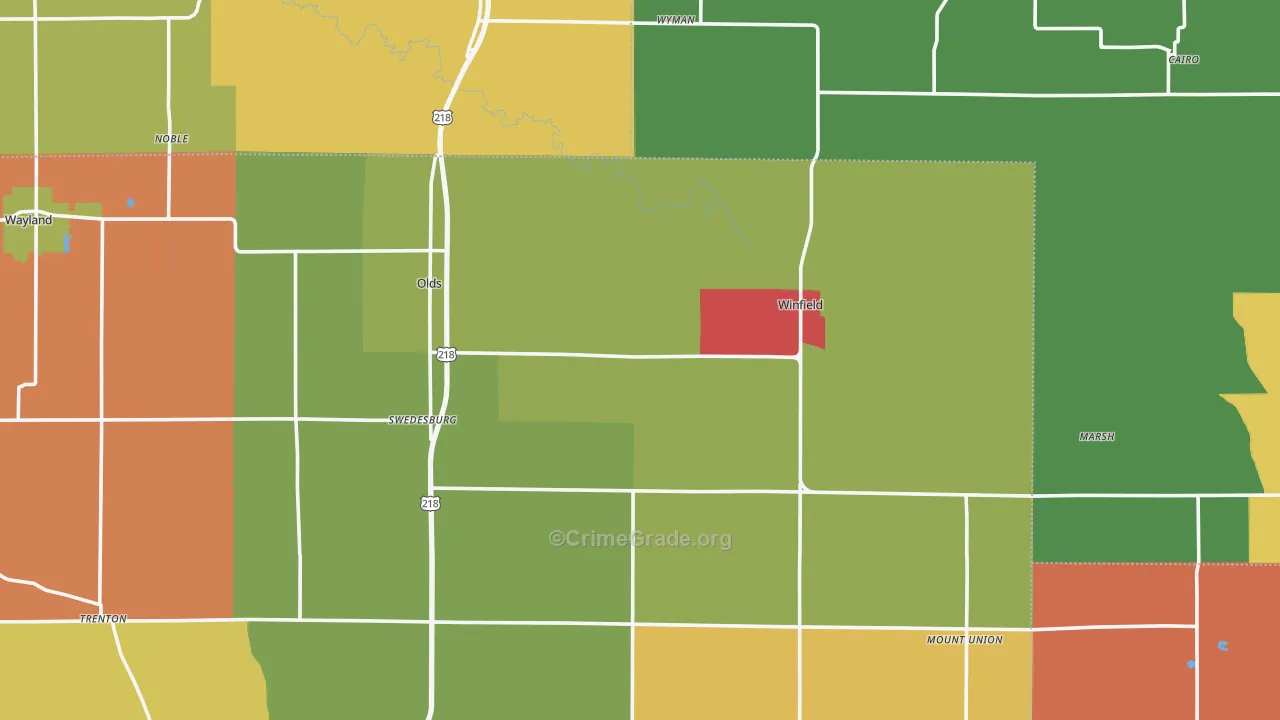 Swedesburg, IA Map of Burglary Rates