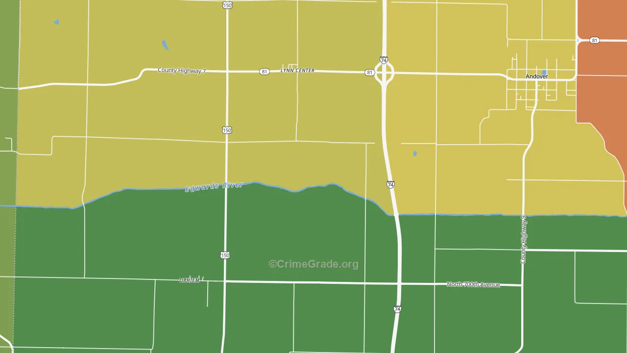 Swedona, IL Map of Burglary Rates