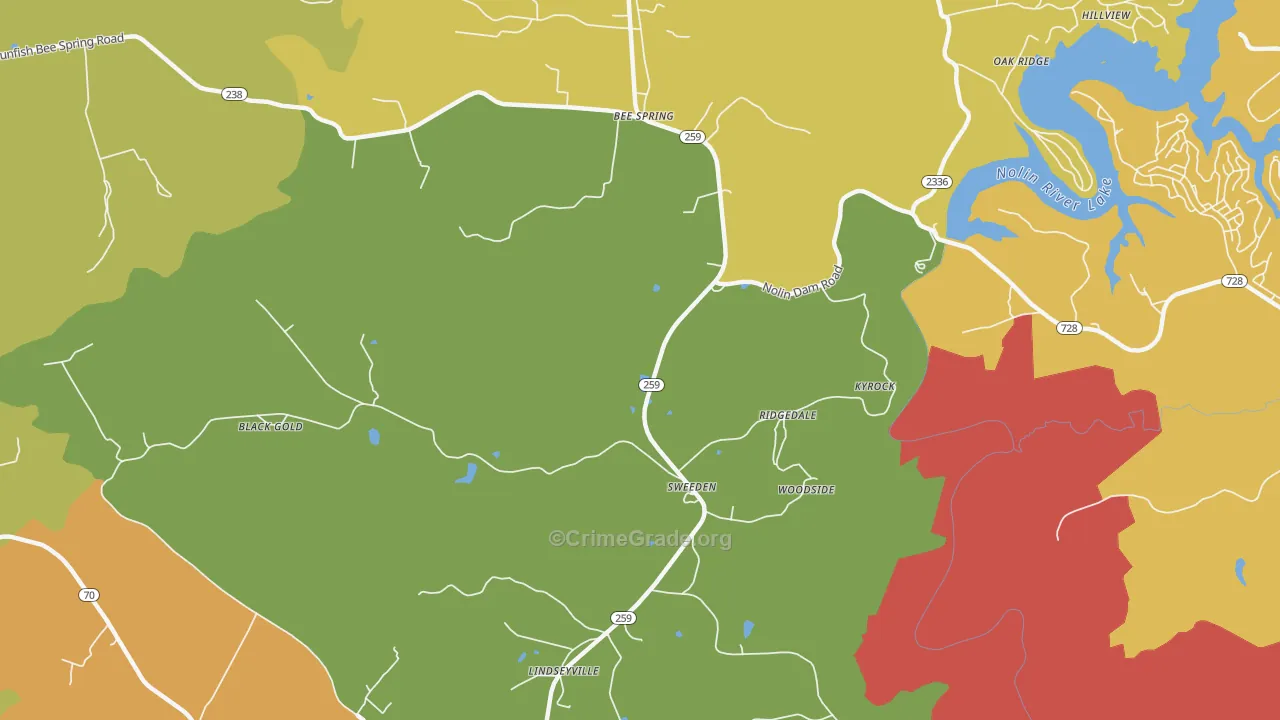 Sweeden, KY Map of Burglary Rates