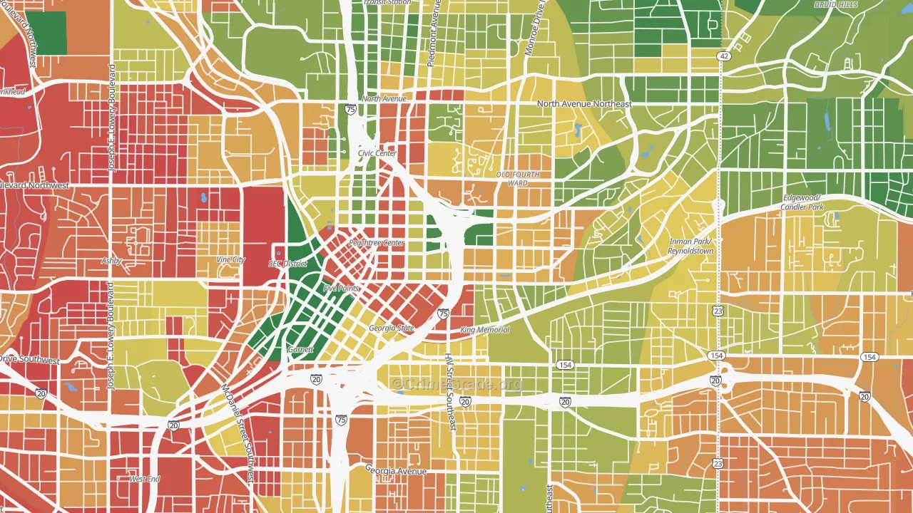 Sweet Auburn, Atlanta, GA Map of Burglary Rates