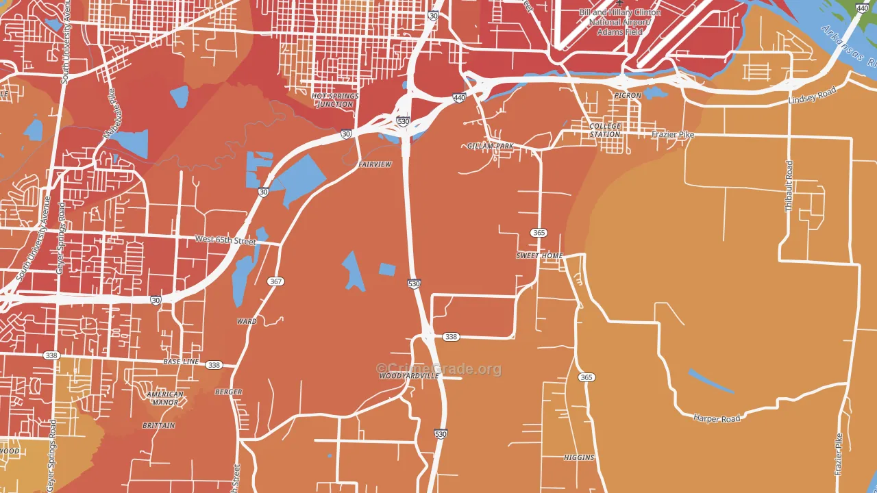 Sweet Home, AR Map of Burglary Rates