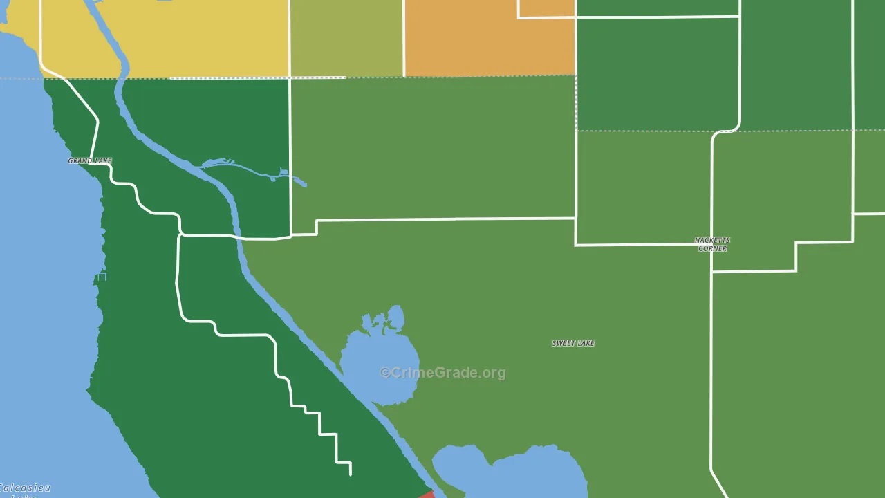 Sweet Lake, LA Map of Burglary Rates