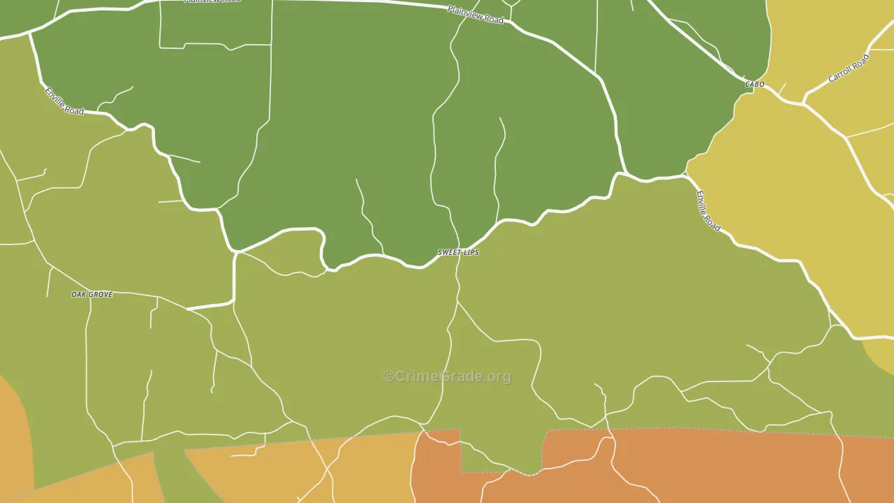 Sweet Lips, TN Map of Burglary Rates