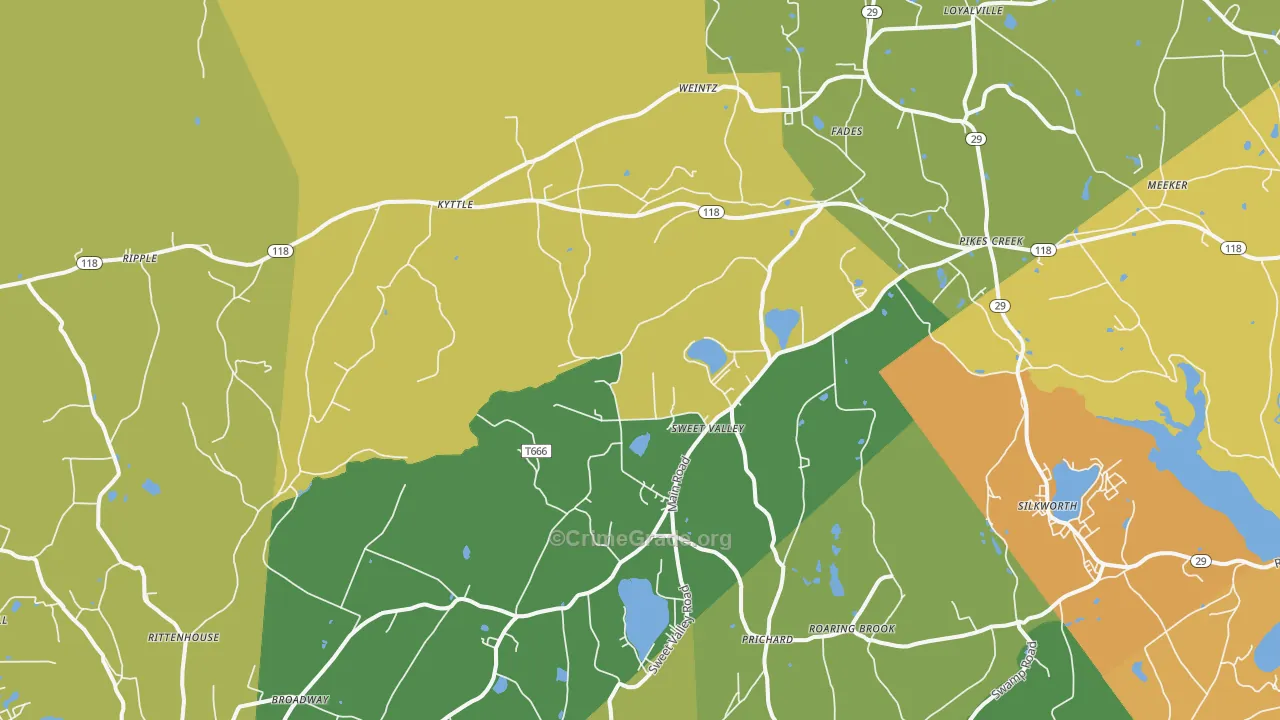Sweet Valley, PA Map of Burglary Rates