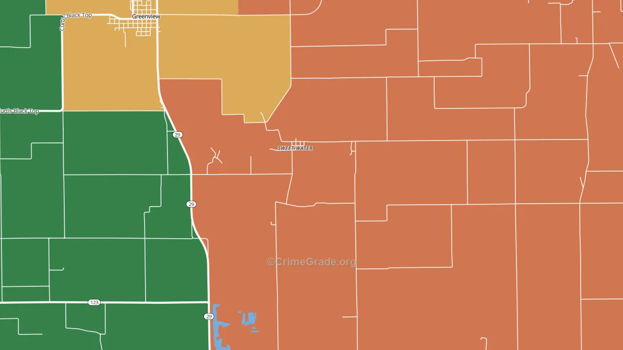 Sweet Water, IL Map of Burglary Rates