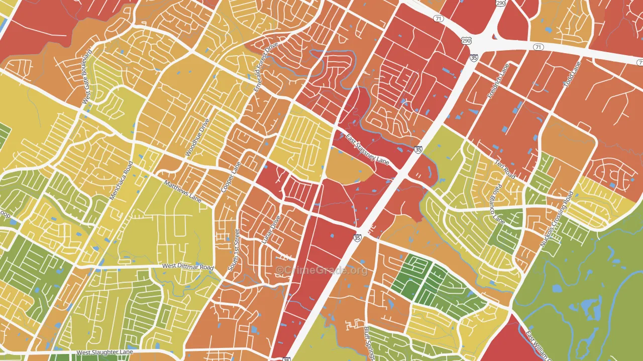 Sweetbriar, Austin, TX Map of Burglary Rates