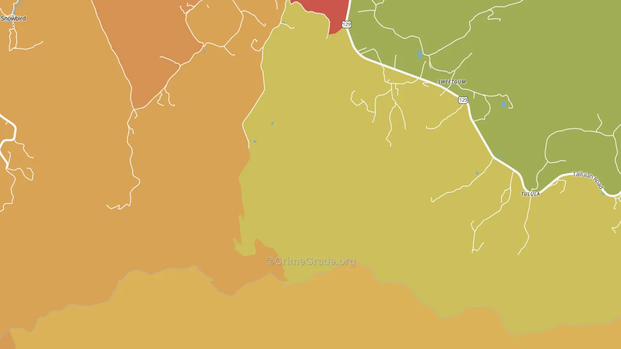 Sweetgum, NC Map of Burglary Rates