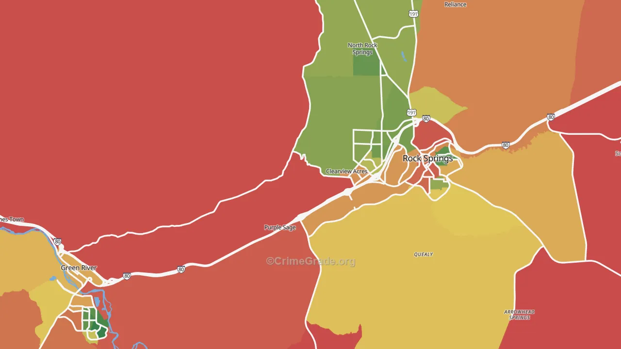 Sweetwater County, WY Map of Burglary Rates