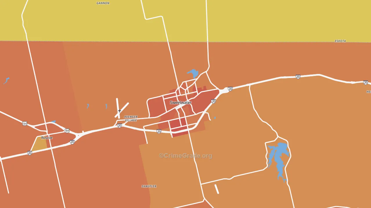 Sweetwater, TX Map of Burglary Rates