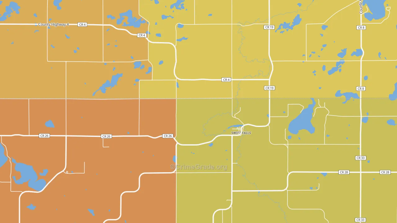 Swift Falls, MN Map of Burglary Rates