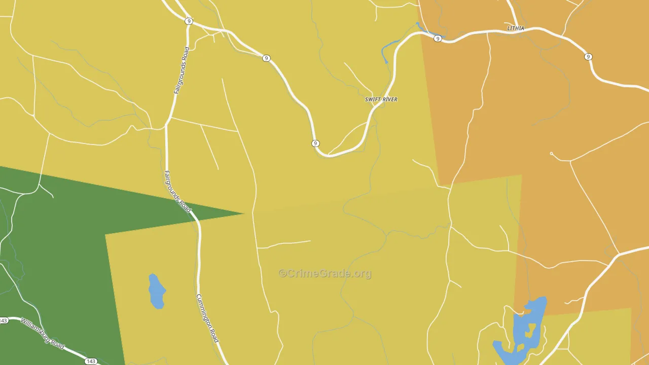 Swift River, MA Map of Burglary Rates