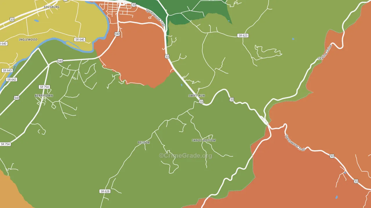 Swift Run, VA Map of Burglary Rates