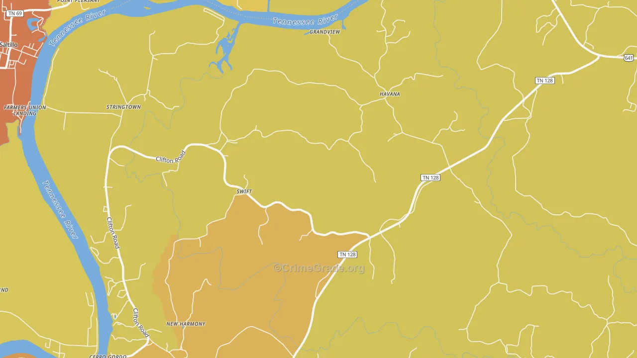 Swift, TN Map of Burglary Rates
