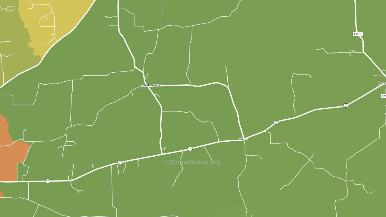 Swift, TX Map of Burglary Rates