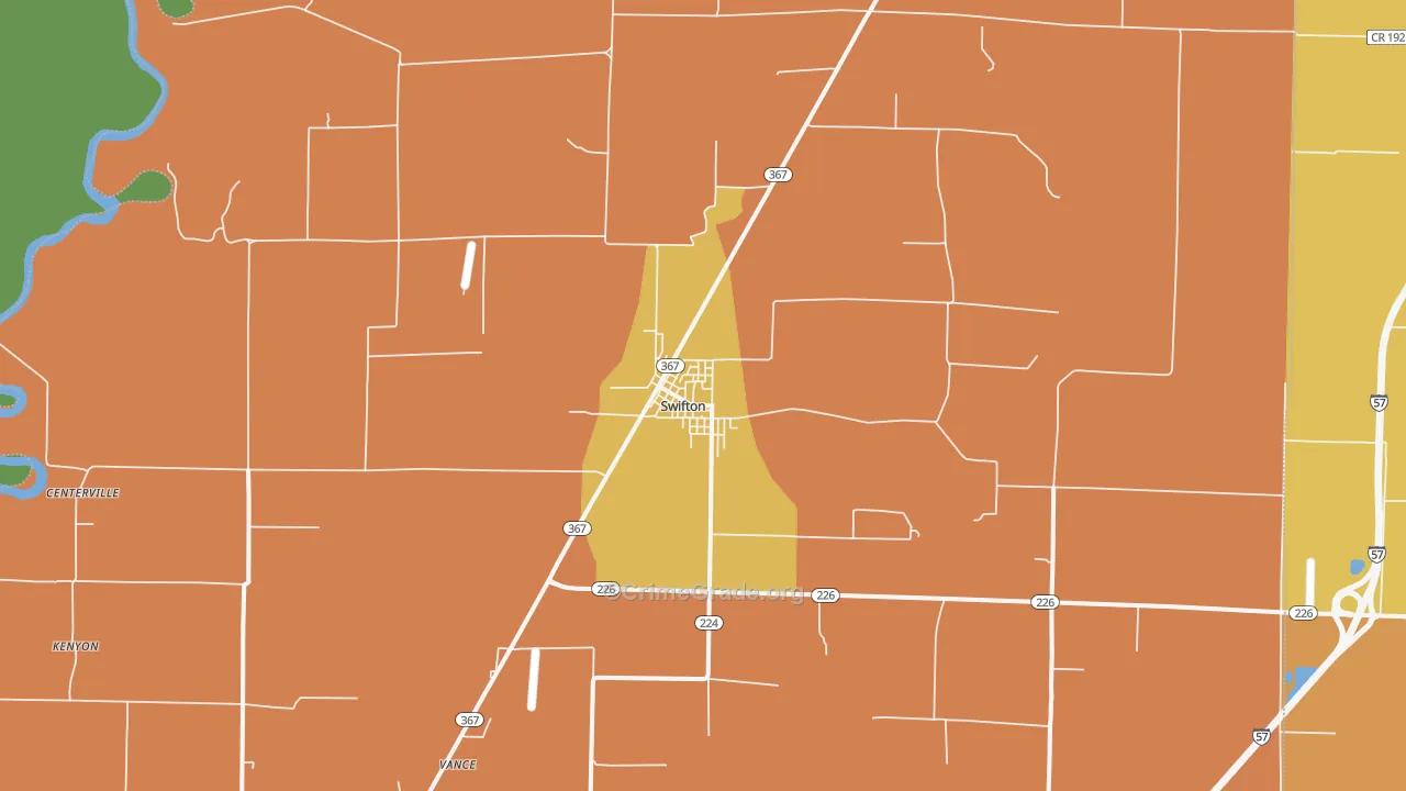 Swifton, AR Map of Burglary Rates