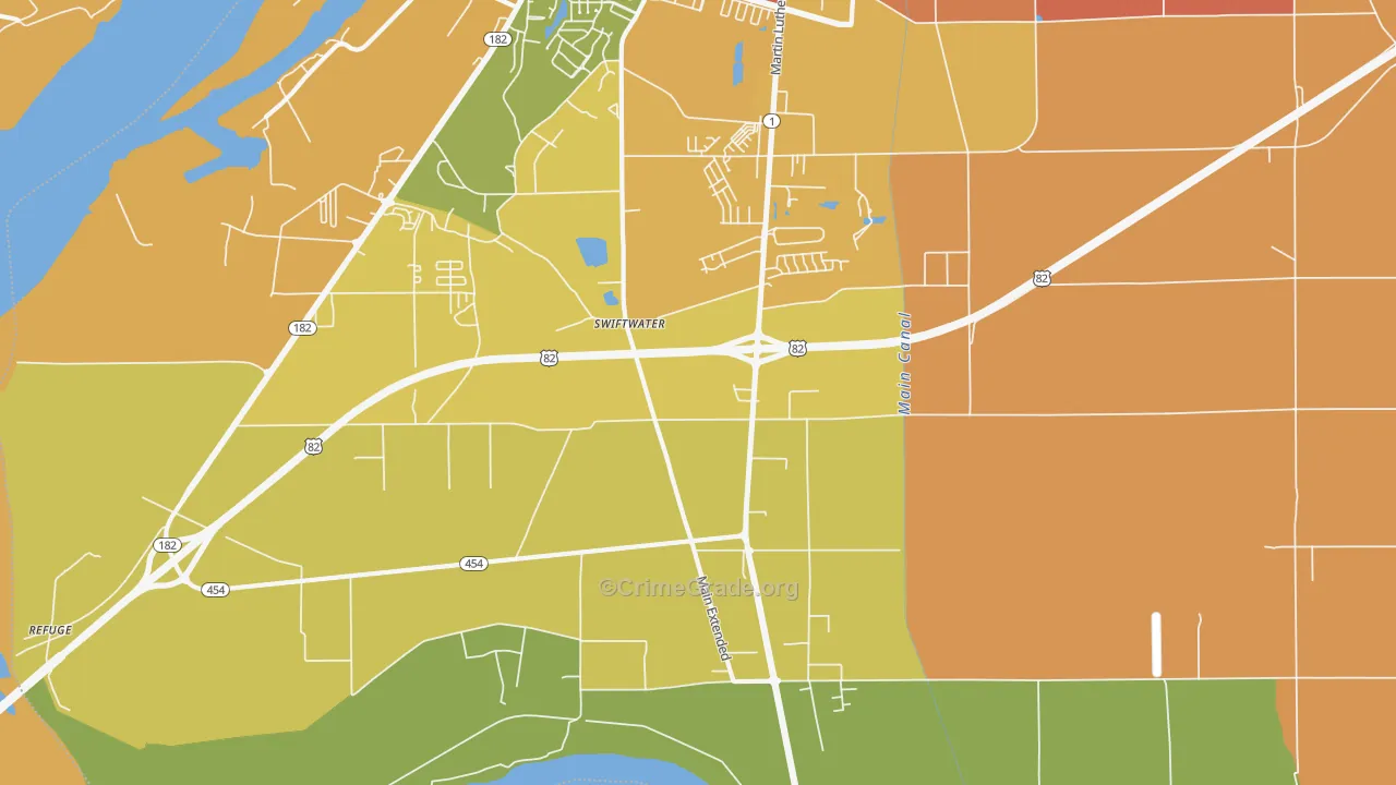 Swiftwater, MS Map of Burglary Rates