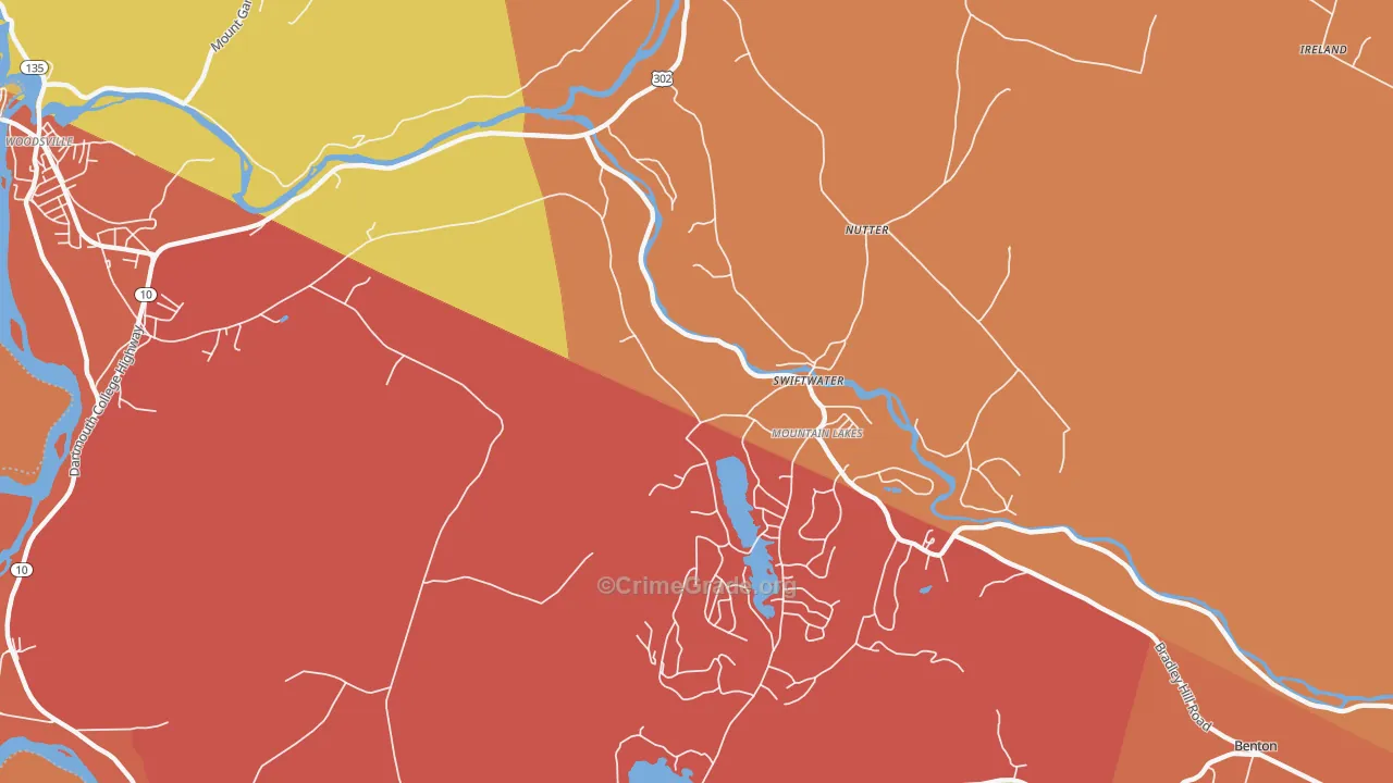 Swiftwater, NH Map of Burglary Rates