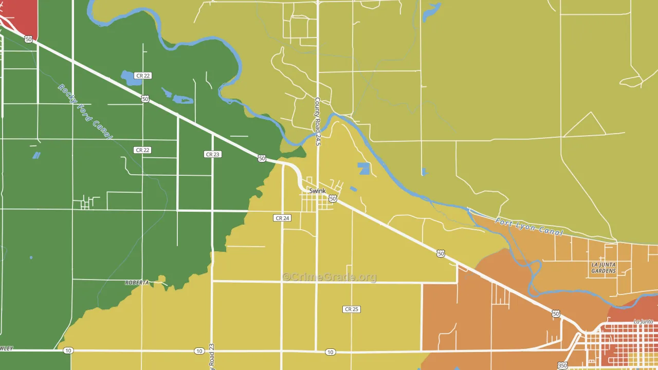 Swink, CO Map of Burglary Rates