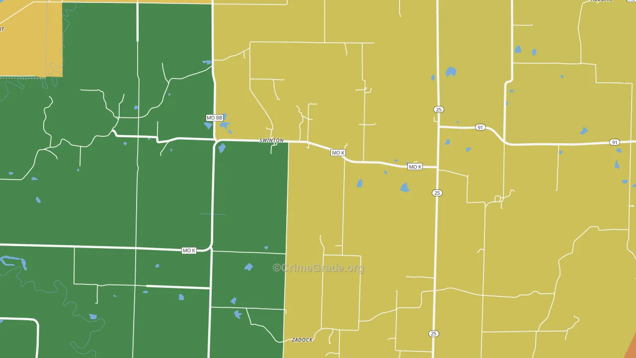 Swinton, MO Map of Burglary Rates