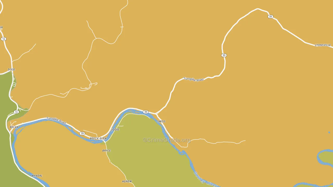 Swiss, WV Map of Burglary Rates