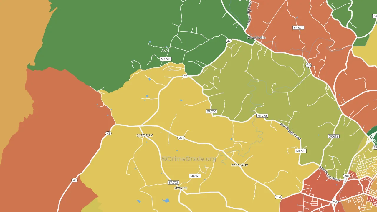 Swoope, VA Map of Burglary Rates