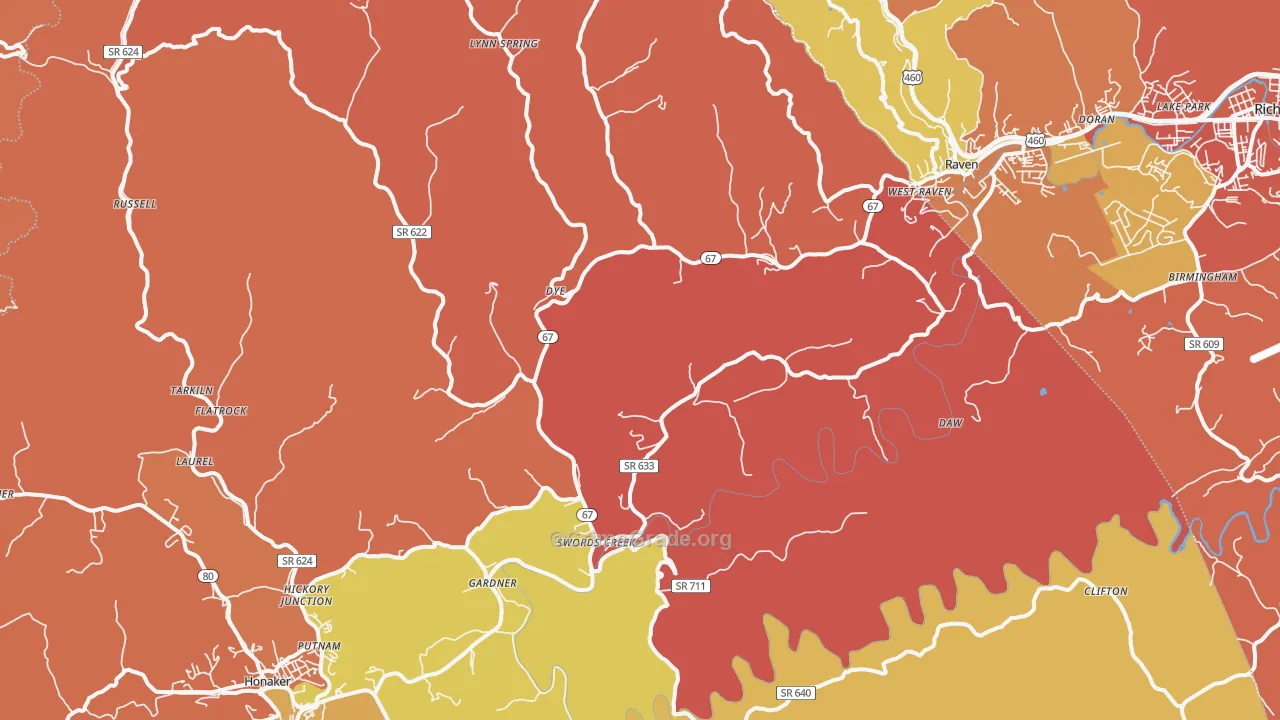 Swords Creek, VA Map of Burglary Rates