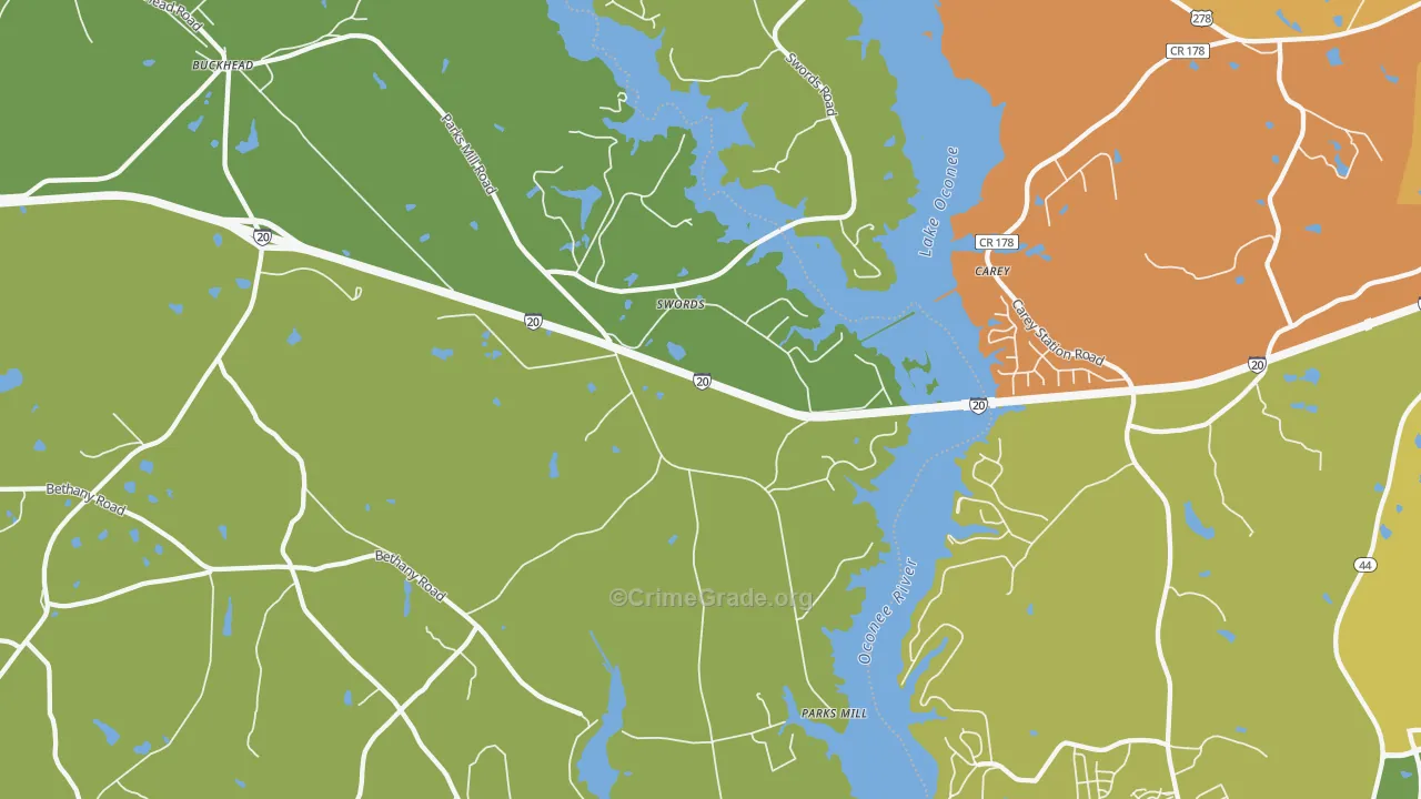 Swords, GA Map of Burglary Rates