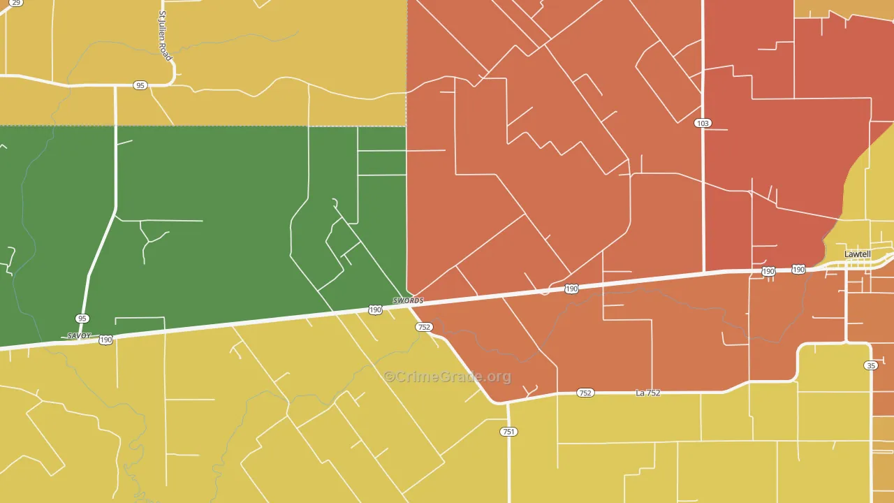Swords, LA Map of Burglary Rates