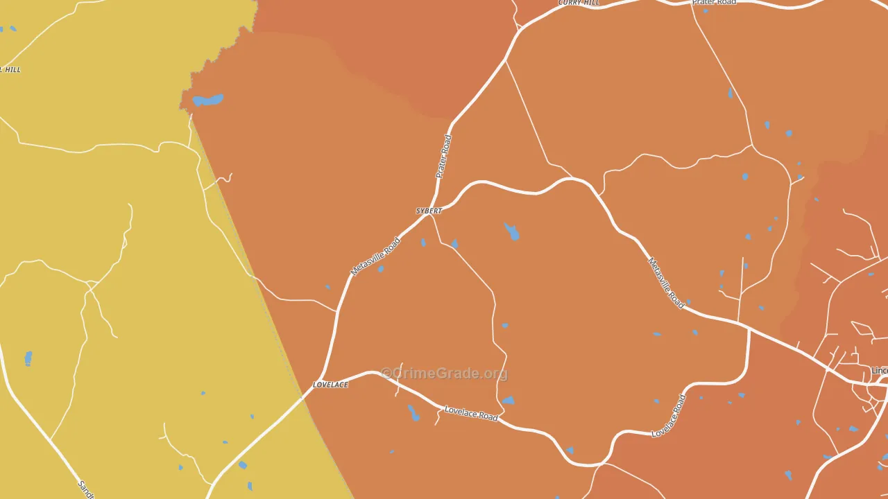 Sybert, GA Map of Burglary Rates