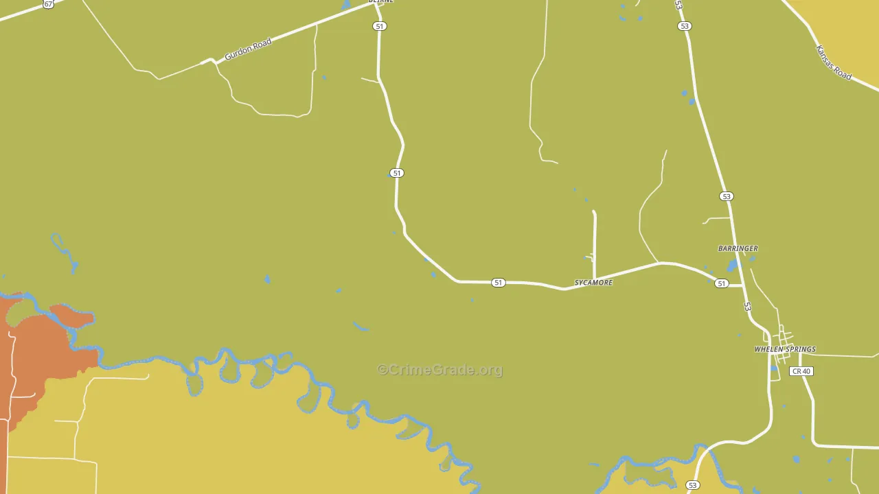 Sycamore, AR Map of Burglary Rates