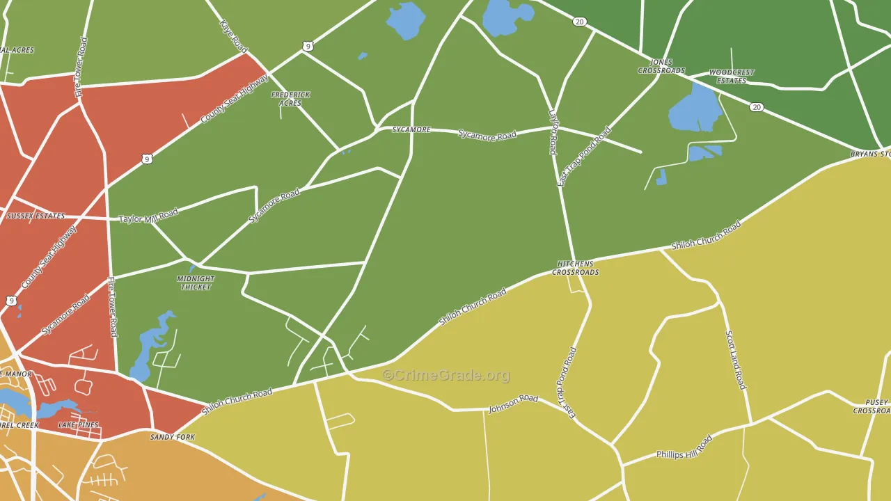 Sycamore, DE Map of Burglary Rates