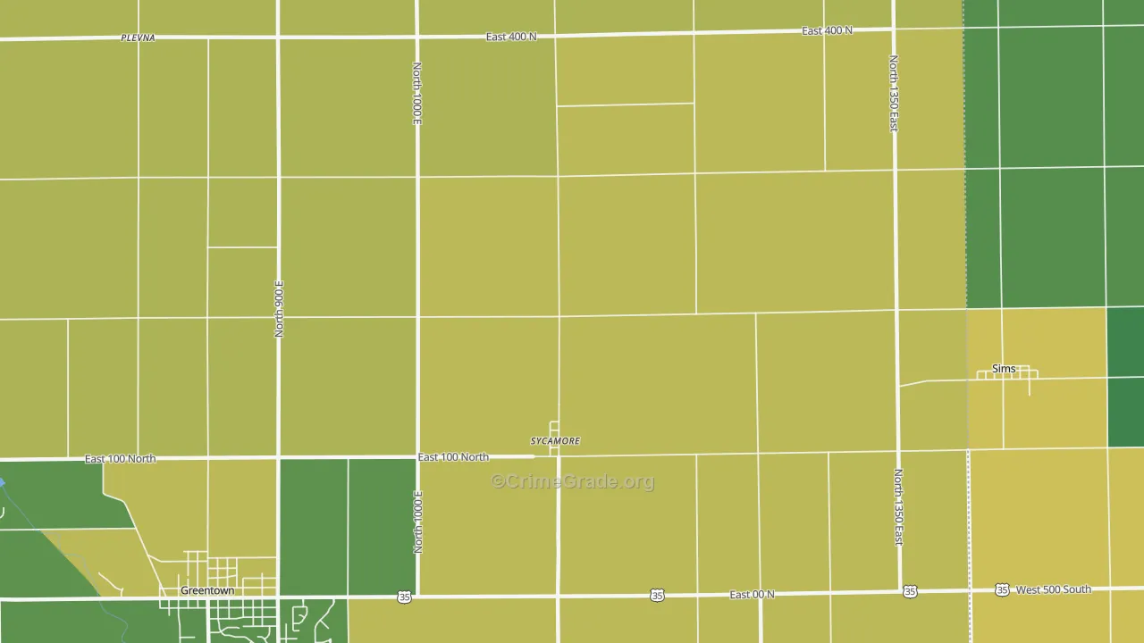 Sycamore, IN Map of Burglary Rates