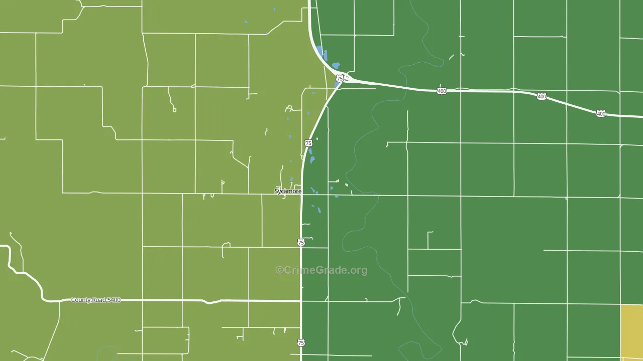 Sycamore, KS Map of Burglary Rates