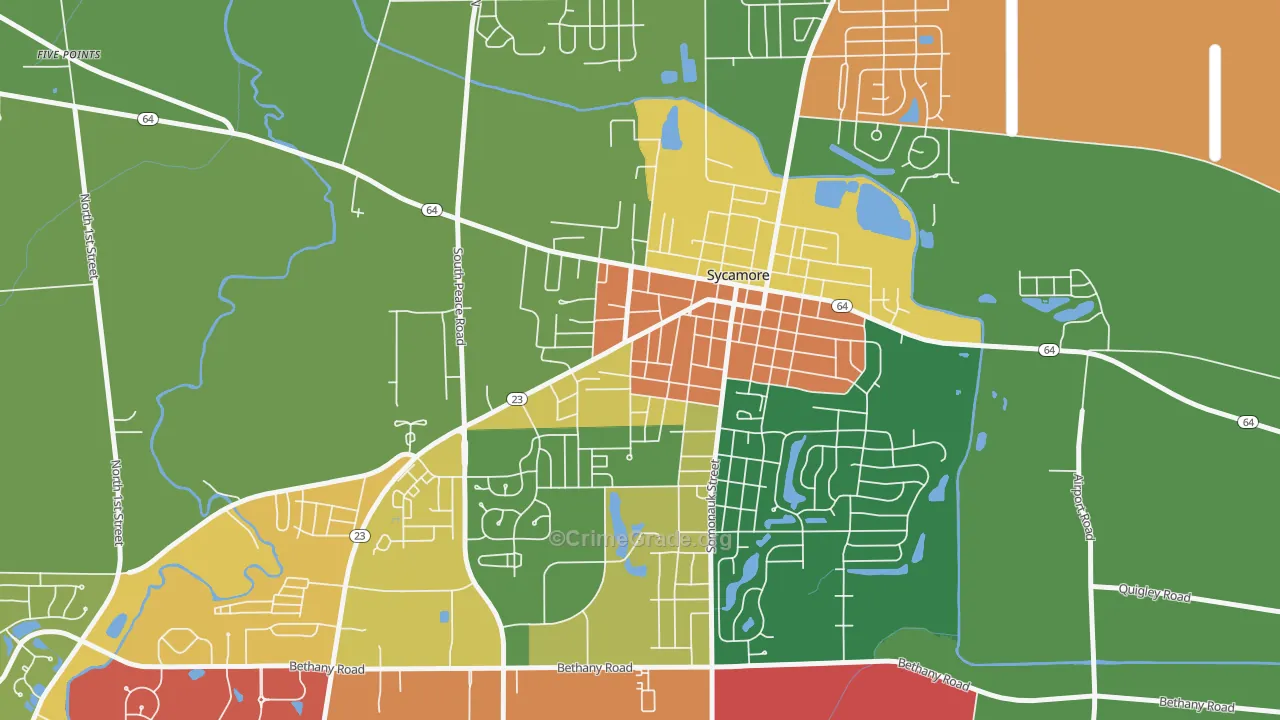 Sycamore Manor, Sycamore, IL Map of Burglary Rates