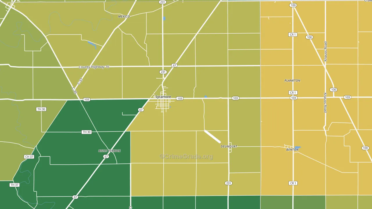 Sycamore, OH Map of Burglary Rates