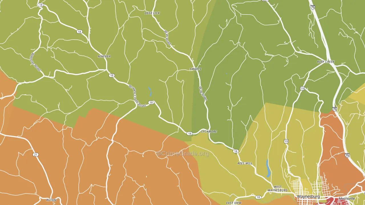Sycamore, PA Map of Burglary Rates