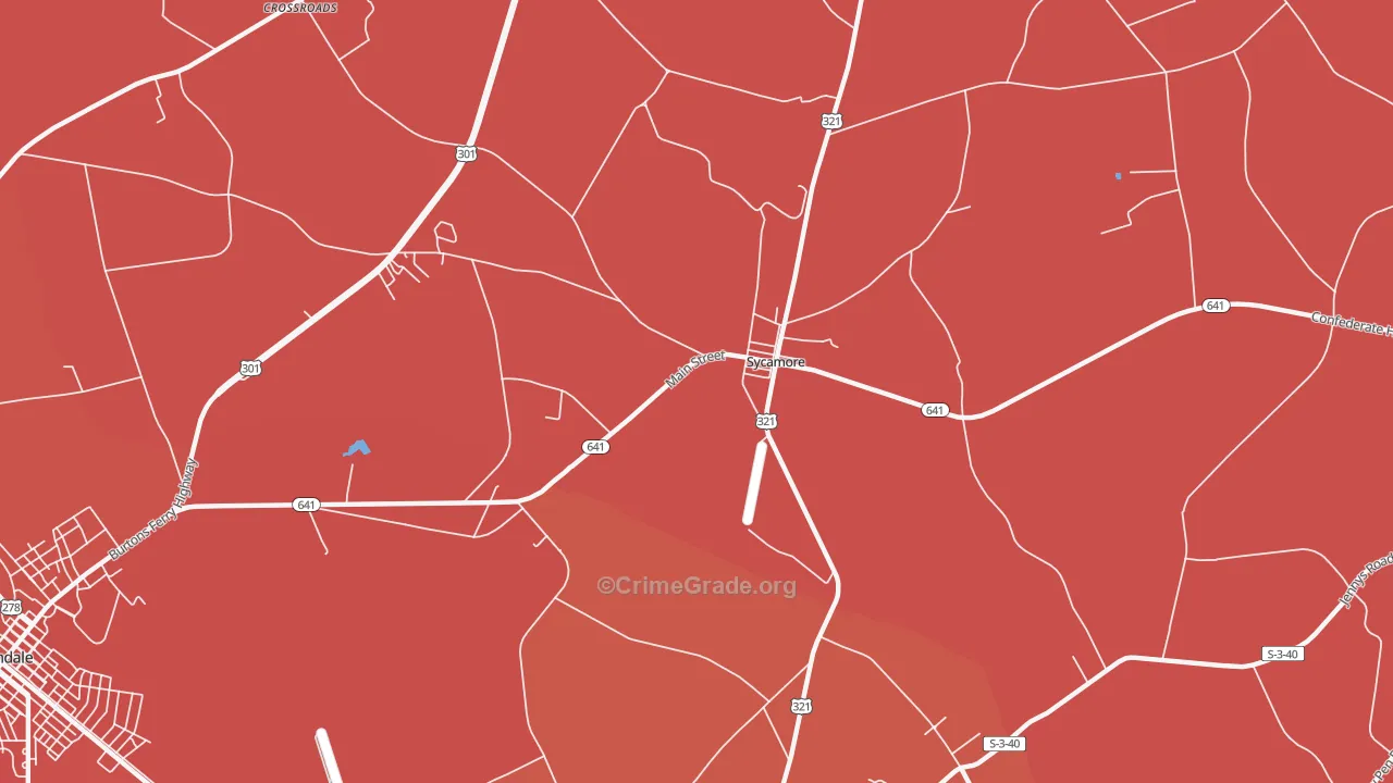 Sycamore, SC Map of Burglary Rates